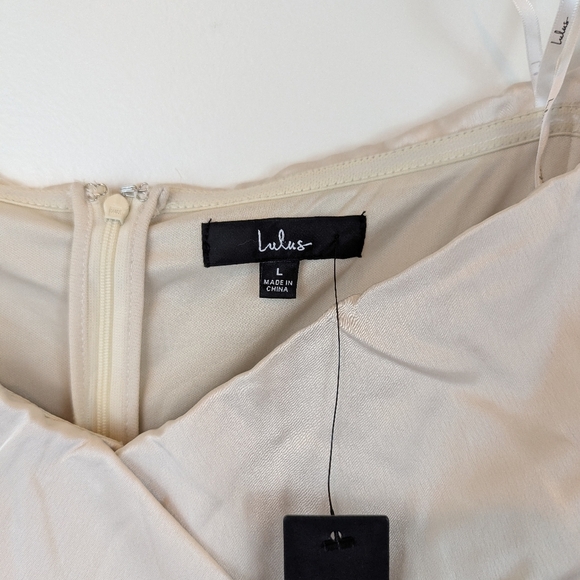 Lulu's Always Celebrating Elegant Cream Off-Shoulder Dress - Picture 2 of 5